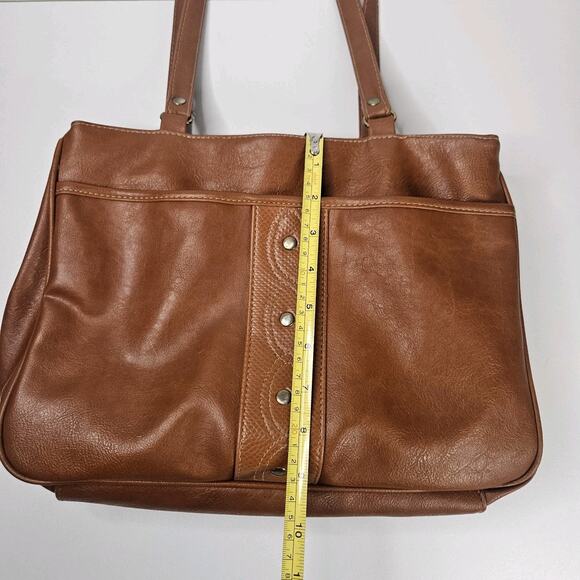 Vintage Shoulder Tote Purse Bag Montella Western Classic Brown Leather - Picture 15 of 16